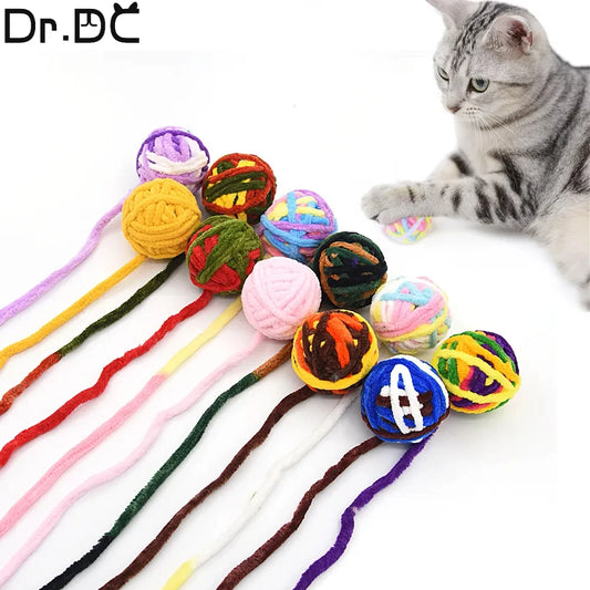 Dr.DC Pet Cat Toys Are Self Entertaining Chew and Tease Cats Toy Balls Colored Wool Dog Supplies Fidget Toy for Cats Accessories