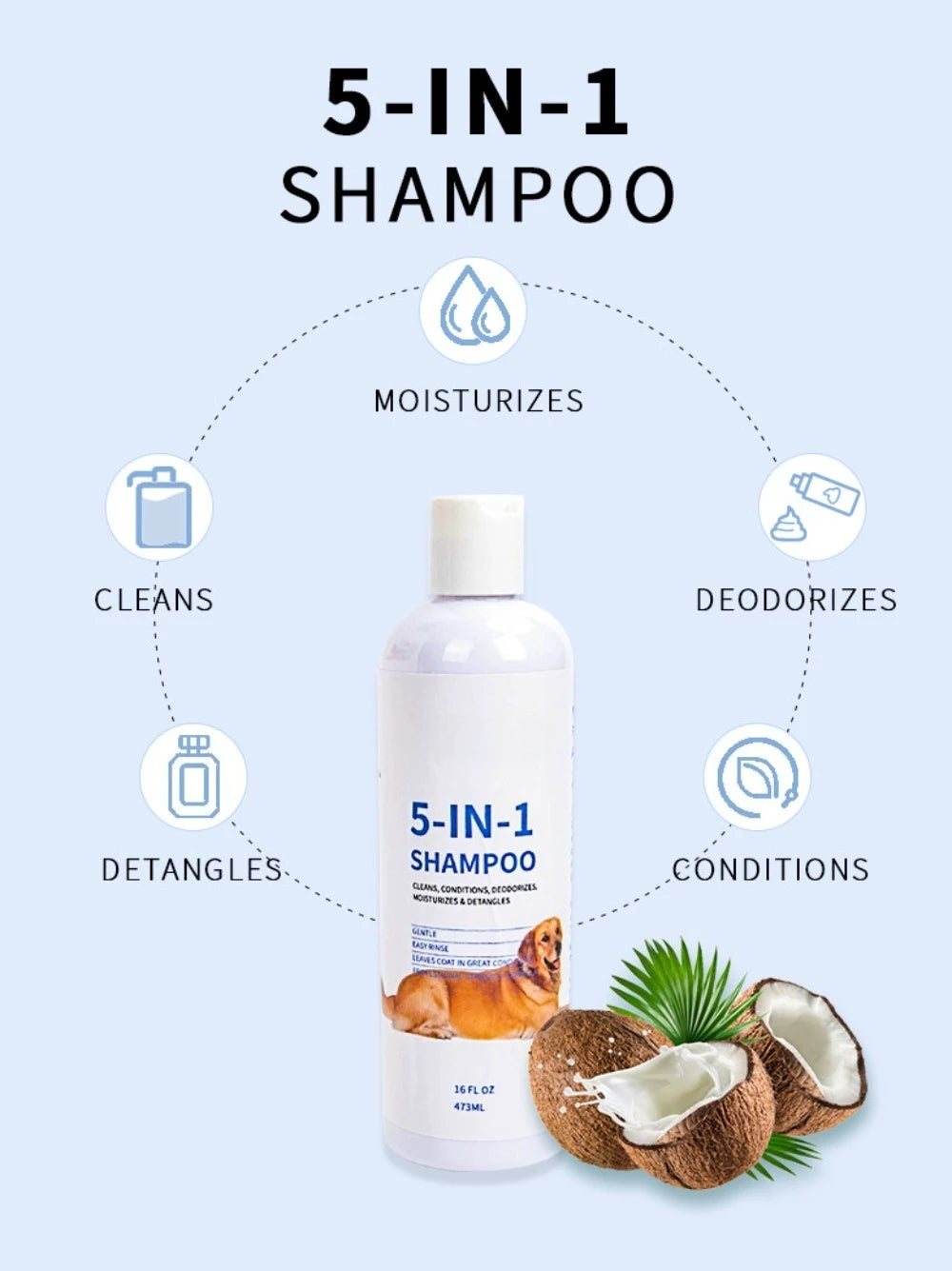 ATUBAN 16 floz 5 in 1 Dog Shampoo for Itchy Skin - Sensitive Skin Dog Shampoo for Smelly Dogs - Dog Shampoos & Conditioners