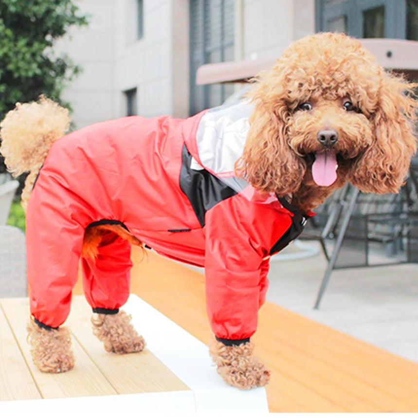 Pet Dog Raincoat Transparent Hooded Jumpsuit Dogs Waterproof Coat Water Resistant Clothes Dogs Cats Pet Jacket for Rainy Day