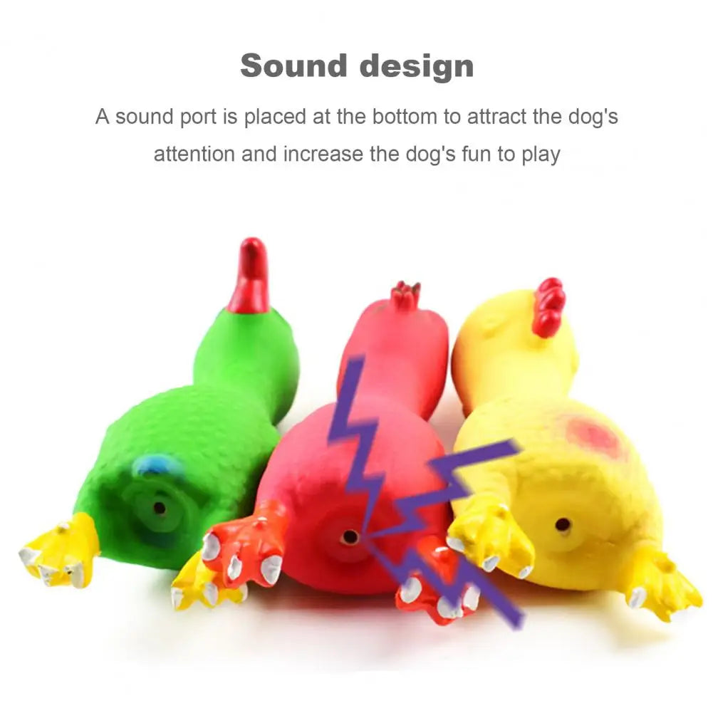 17*6.5cm Latex Chicken Dog Toy With Sound Boredom Relief Teeth Cleaning Molar Bite-Resistant Funny Squeaky Chicken Dog Chew Toy