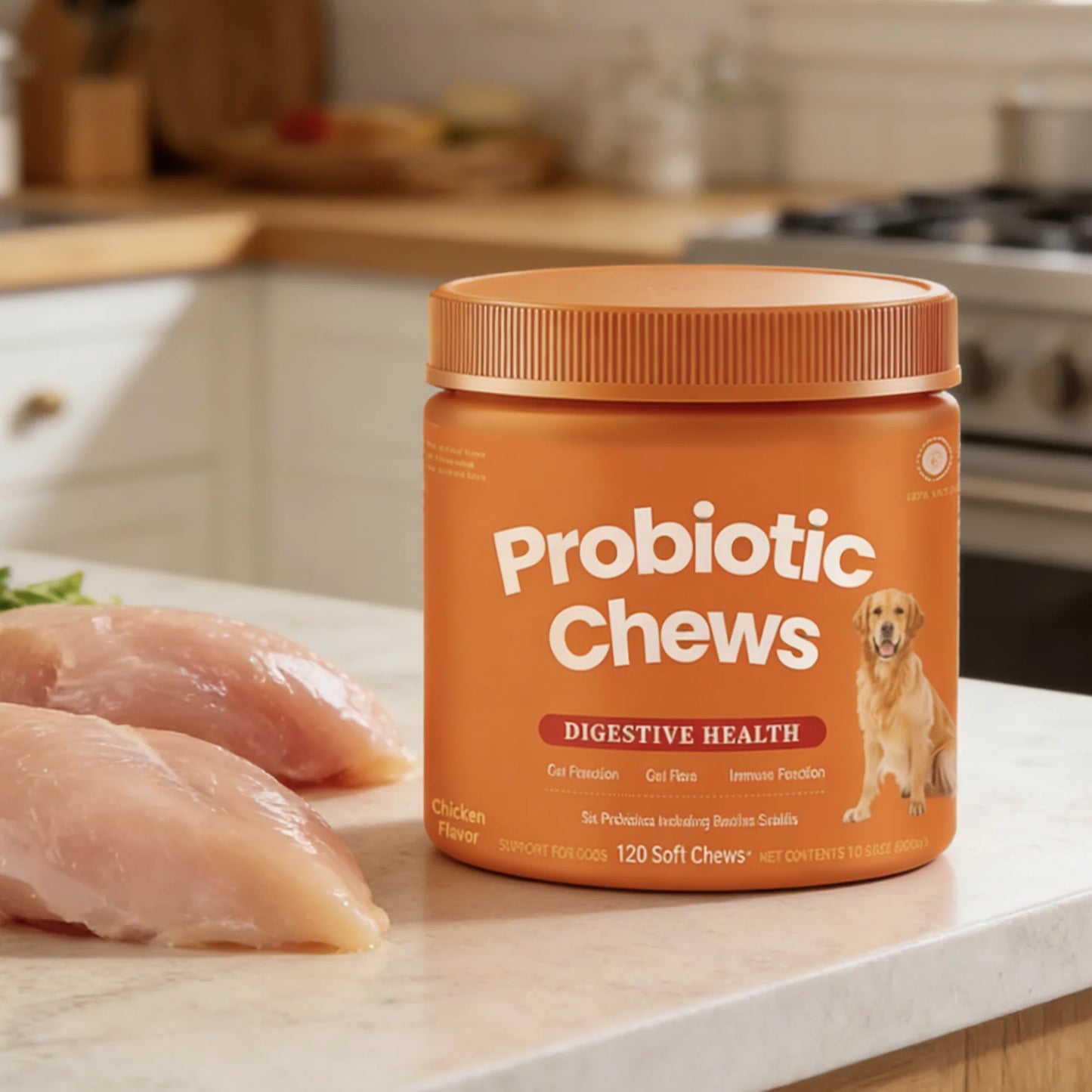 Dog Probiotic Chews  Digestive Health Support Chicken Flavor 120 Count Soft Chews Gut & Immune Support Supplement for Dogs