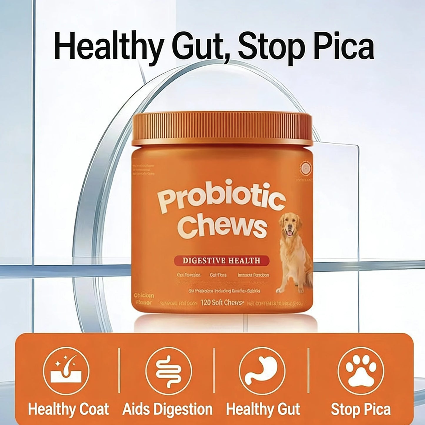 Dog Probiotic Chews  Digestive Health Support Chicken Flavor 120 Count Soft Chews Gut & Immune Support Supplement for Dogs