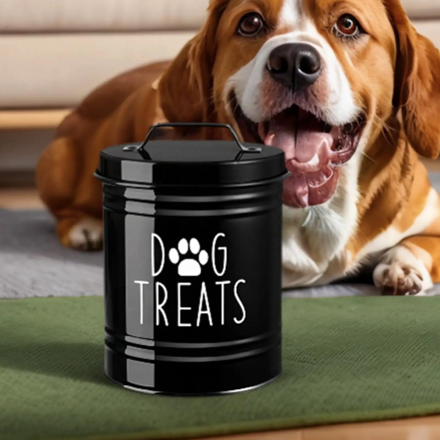 Dog Food Container Airtight Pet Food Storage Bin with Handle and Lid Metal Container for Puppy Cat Bird Feeding Snacks Organizer