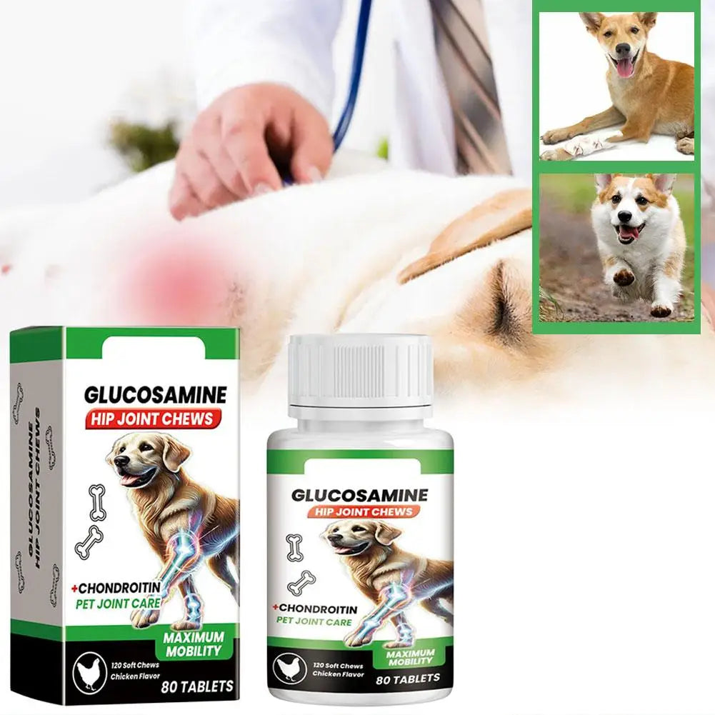 80 Tablets Pet Joint Care Soft Chews Supplement Glucosamine Pet Joint Care Chews Chondroitin Supplement For Dogs Joint Support