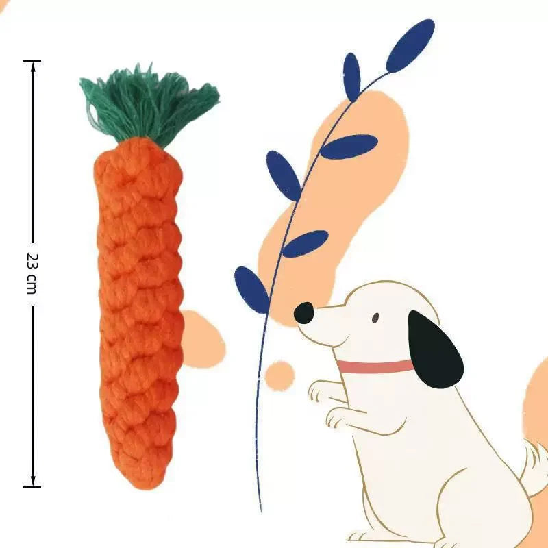 Chew Toys For Small Dogs Puppy Cleaning Teeth Bite Resistant Carrot Cotton Rope Pet Playing Toy Accessories Pet Supplies