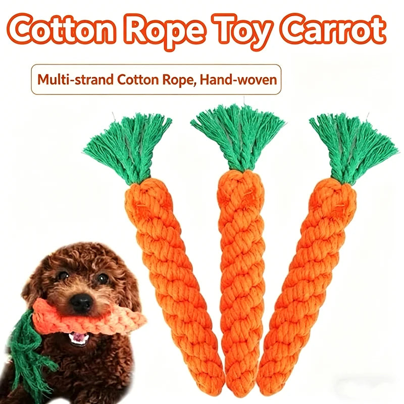 Chew Toys For Small Dogs Puppy Cleaning Teeth Bite Resistant Carrot Cotton Rope Pet Playing Toy Accessories Pet Supplies