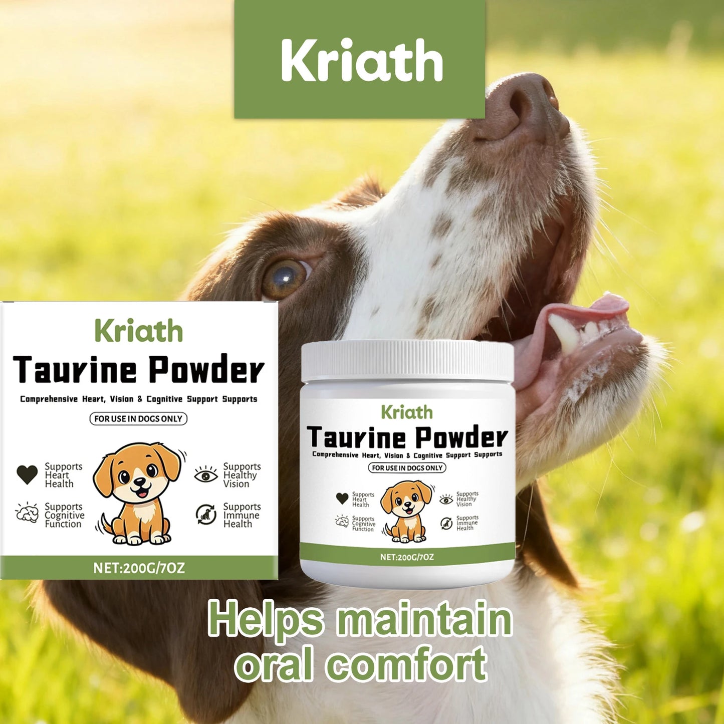 Pet Taurine Powder Support Heart Wellness Maintain Normal Vision Function Enhance Hair Radiance Dog Daily Nutrients Supplement