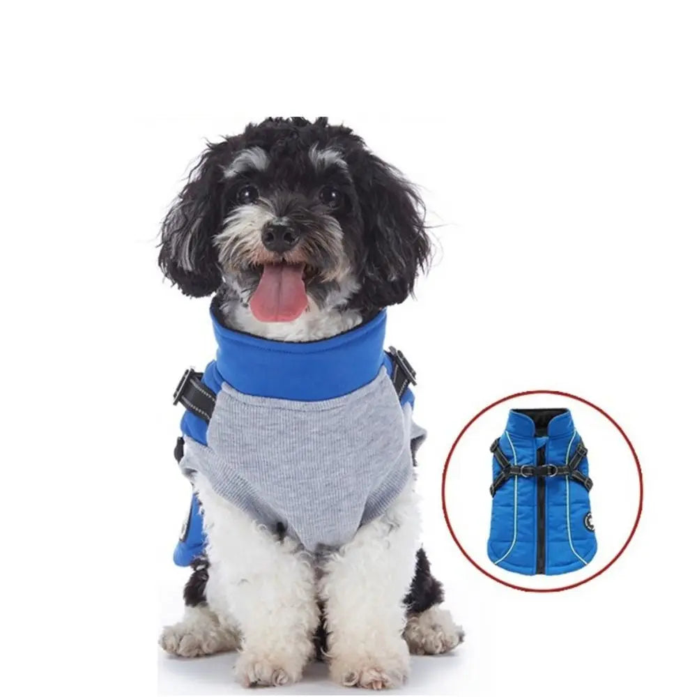 Waterproof Adjustable Dogs Down Clothes Warm Windproof Dog Coat with Harness Soft Dog Jacket for Dogs Cats