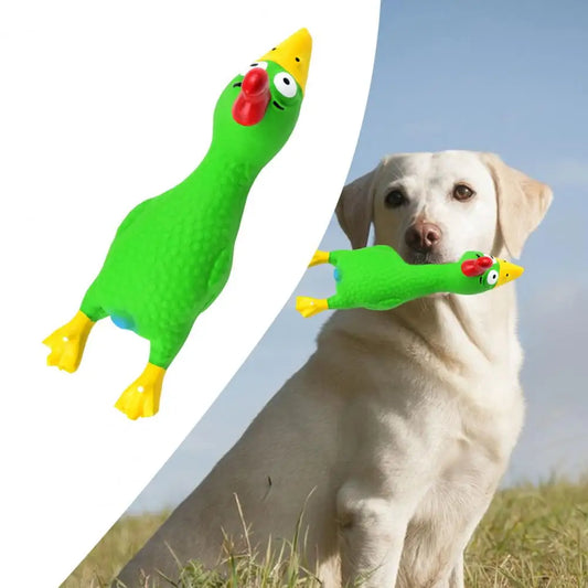 17*6.5cm Latex Chicken Dog Toy With Sound Boredom Relief Teeth Cleaning Molar Bite-Resistant Funny Squeaky Chicken Dog Chew Toy