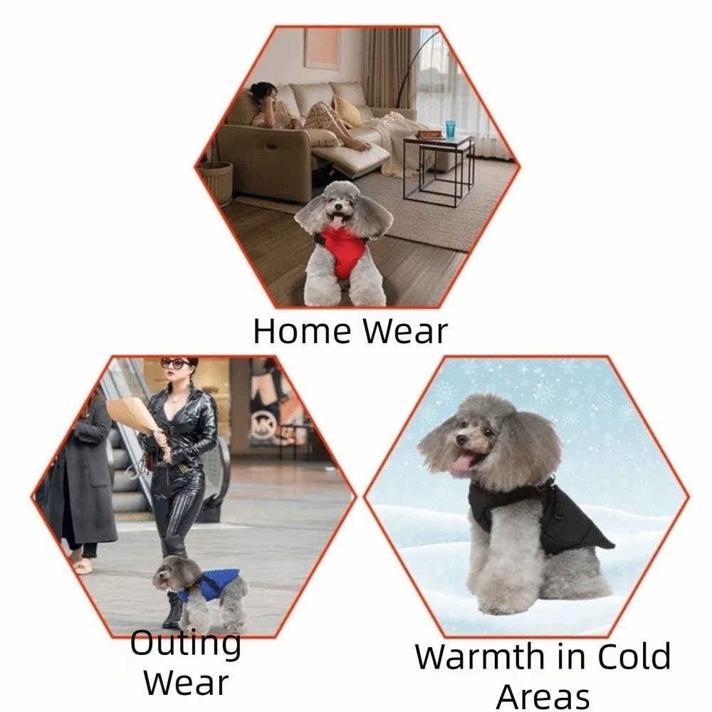 Waterproof Adjustable Dogs Down Clothes Warm Windproof Dog Coat with Harness Soft Dog Jacket for Dogs Cats