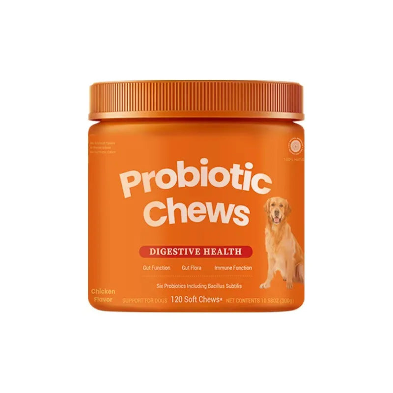 Dog Probiotic Chews  Digestive Health Support Chicken Flavor 120 Count Soft Chews Gut & Immune Support Supplement for Dogs