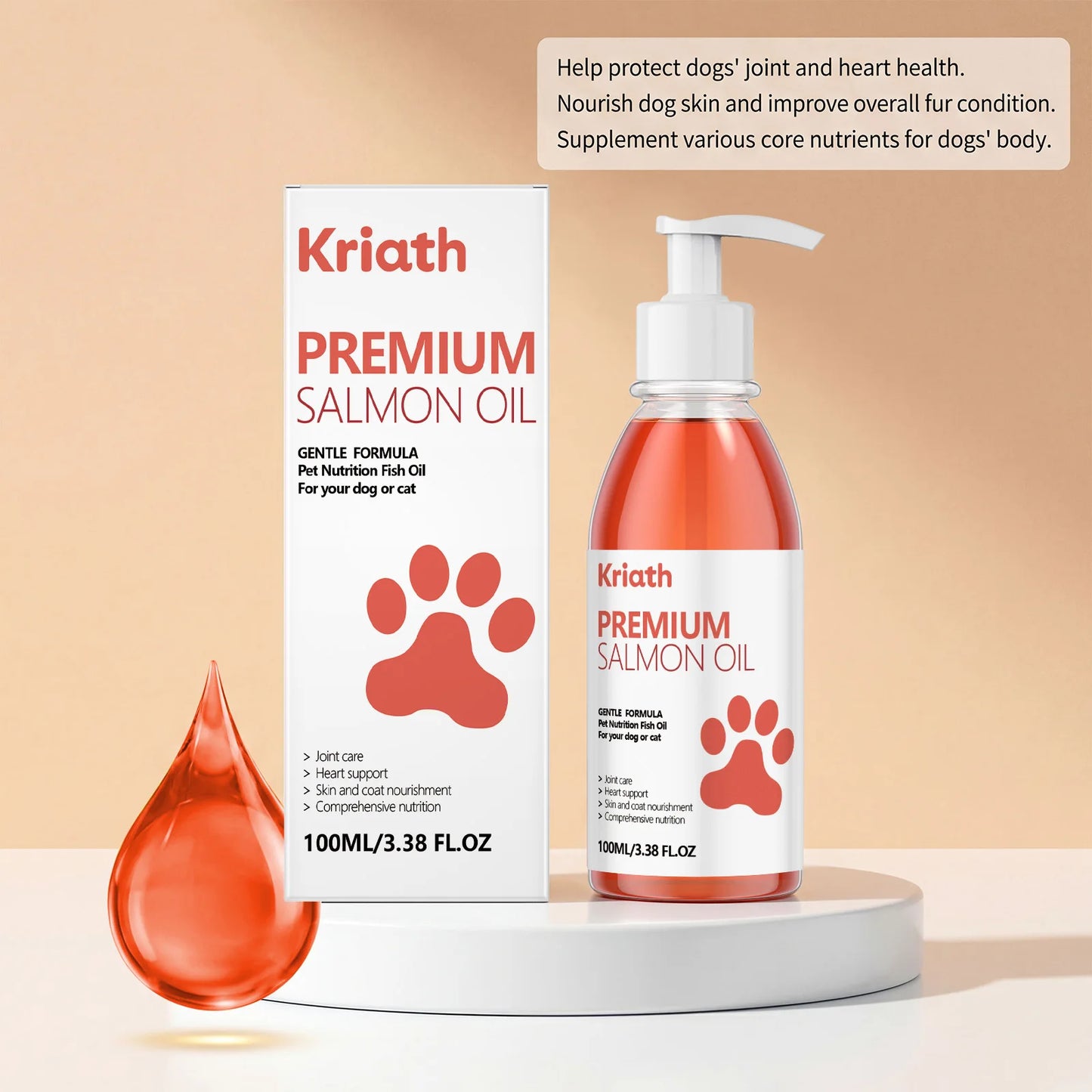 Premium Salmon Fish Oil For Pets Omega 3 Shiny Fur Immune Support Pets Coat Heart Health Dog Cat Heart Skin Nutrition Supplement