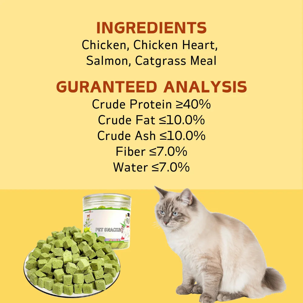 3.8oz/100g Cat Grass Treats for Hairball Support and Teeth Cleaning, Chicken Flavored Hairball Treats for Cats Happy Tails Pet Shop Store