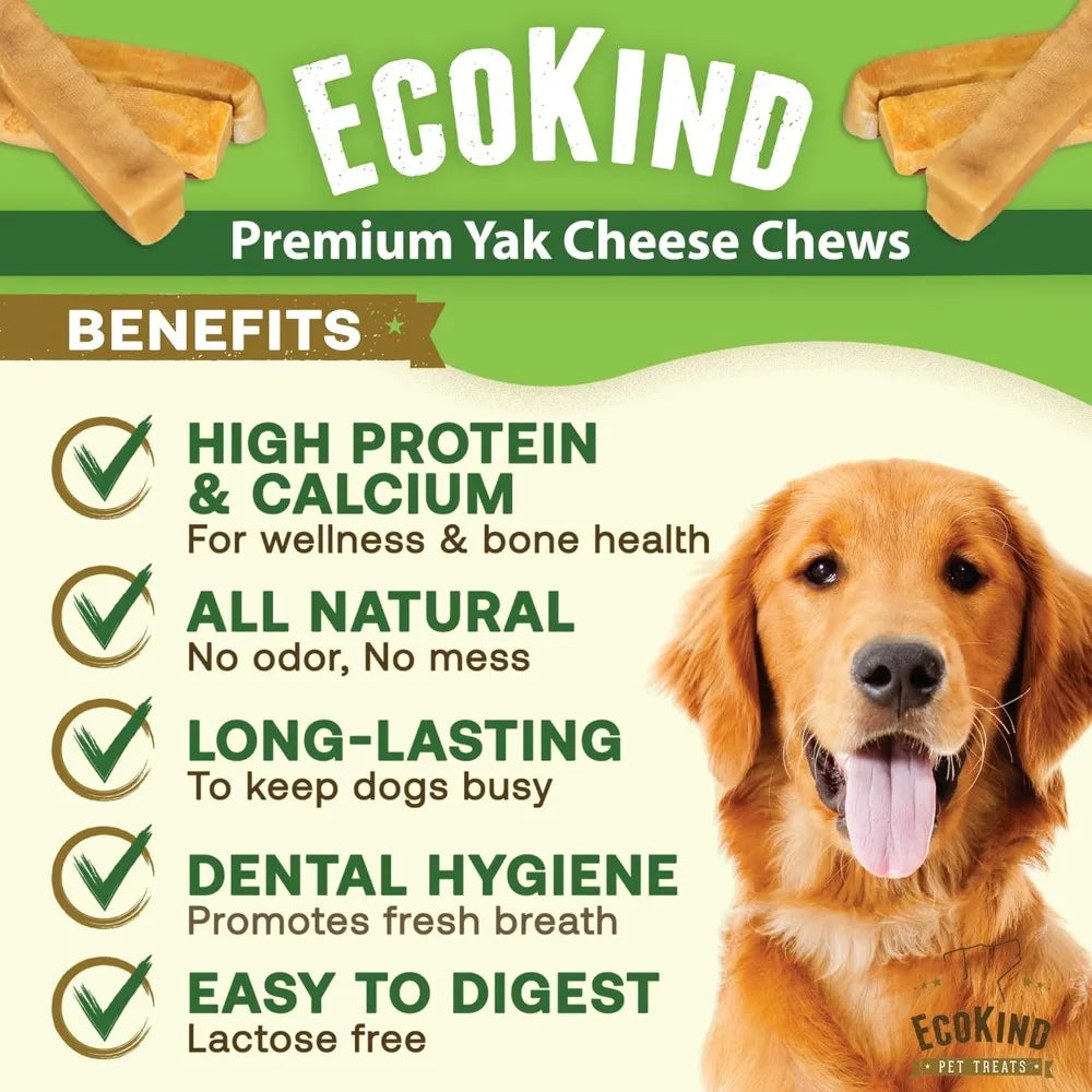Masticables gigantes de queso de yak para perros, 1.3 kg - Premios naturales y ricos en proteínas para masticadores agresivos