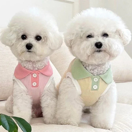 HLHYX Dog T-shirt Breathable Summer Puppy Polo Shirt for Small Medium Dogs Puppy Clothes Colorblock Pet Vest Dog Supplies