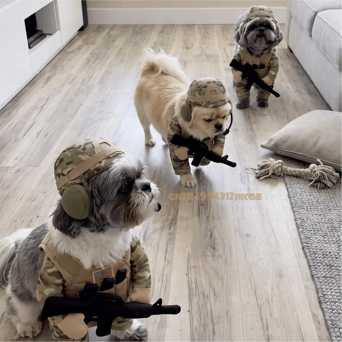 Pet Tactical Soldier Uniform Halloween Cat and Dog Pet Soldier Costume Tactical Dog Harness with Hat Fun Military Uniform