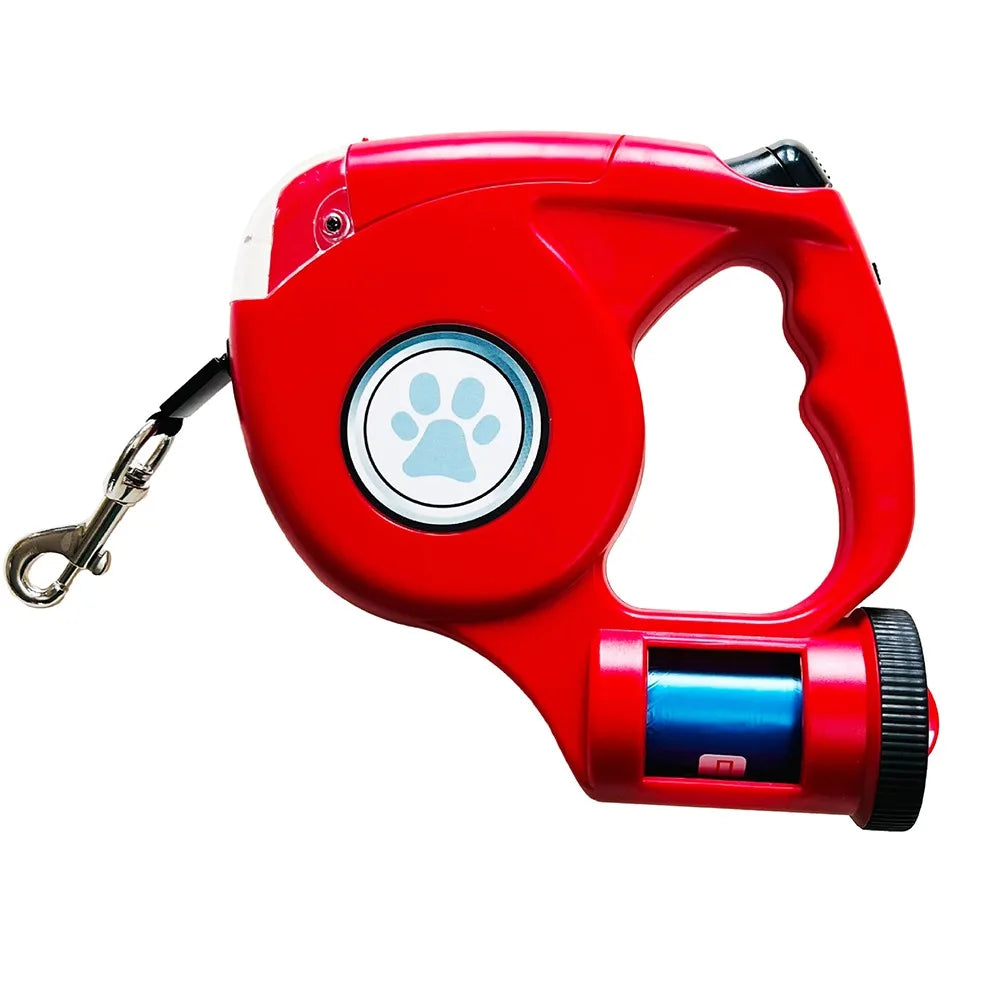 Plastic Automatic Retractable Dog Leash Extendable Adjustable LED Dog Leash With Garbage Bag Anti-Slip Handle Dog Harness Strap