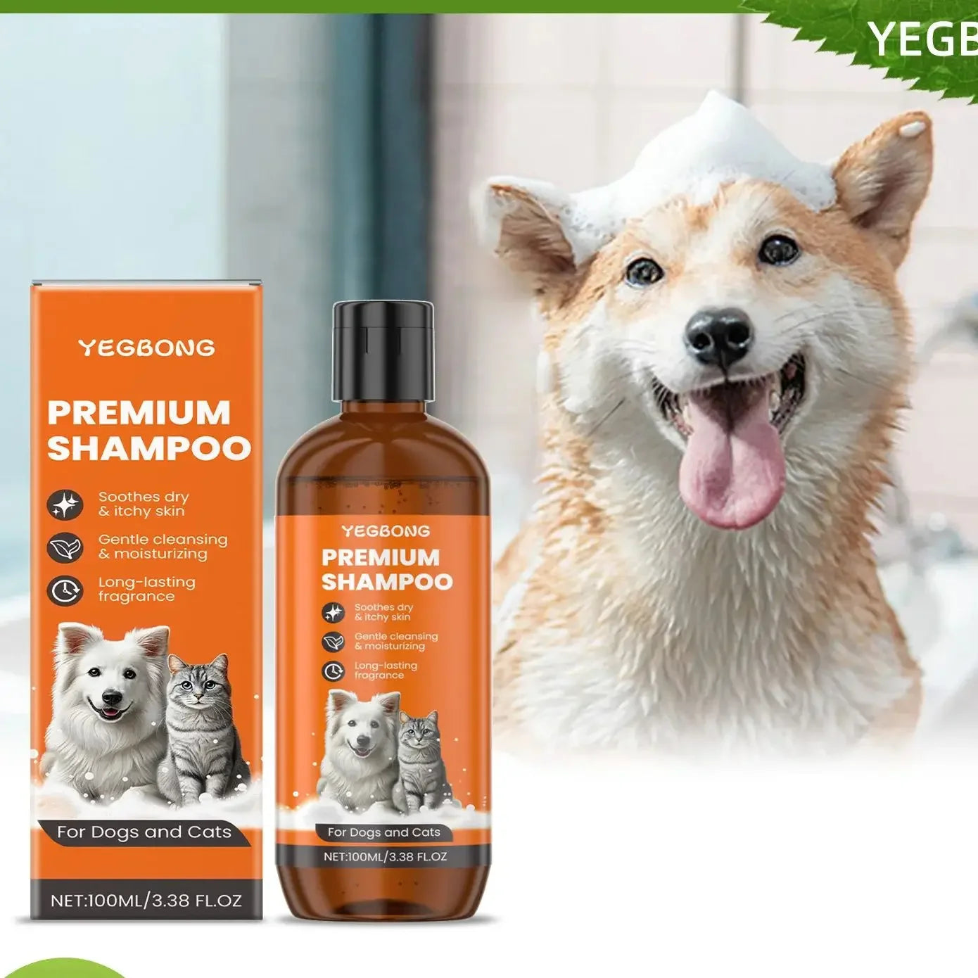 Champú natural para mascotas para perros y gatos, fórmula derivada de aceite de coco, elimina olores y enredos, repelente de pulgas e insectos,