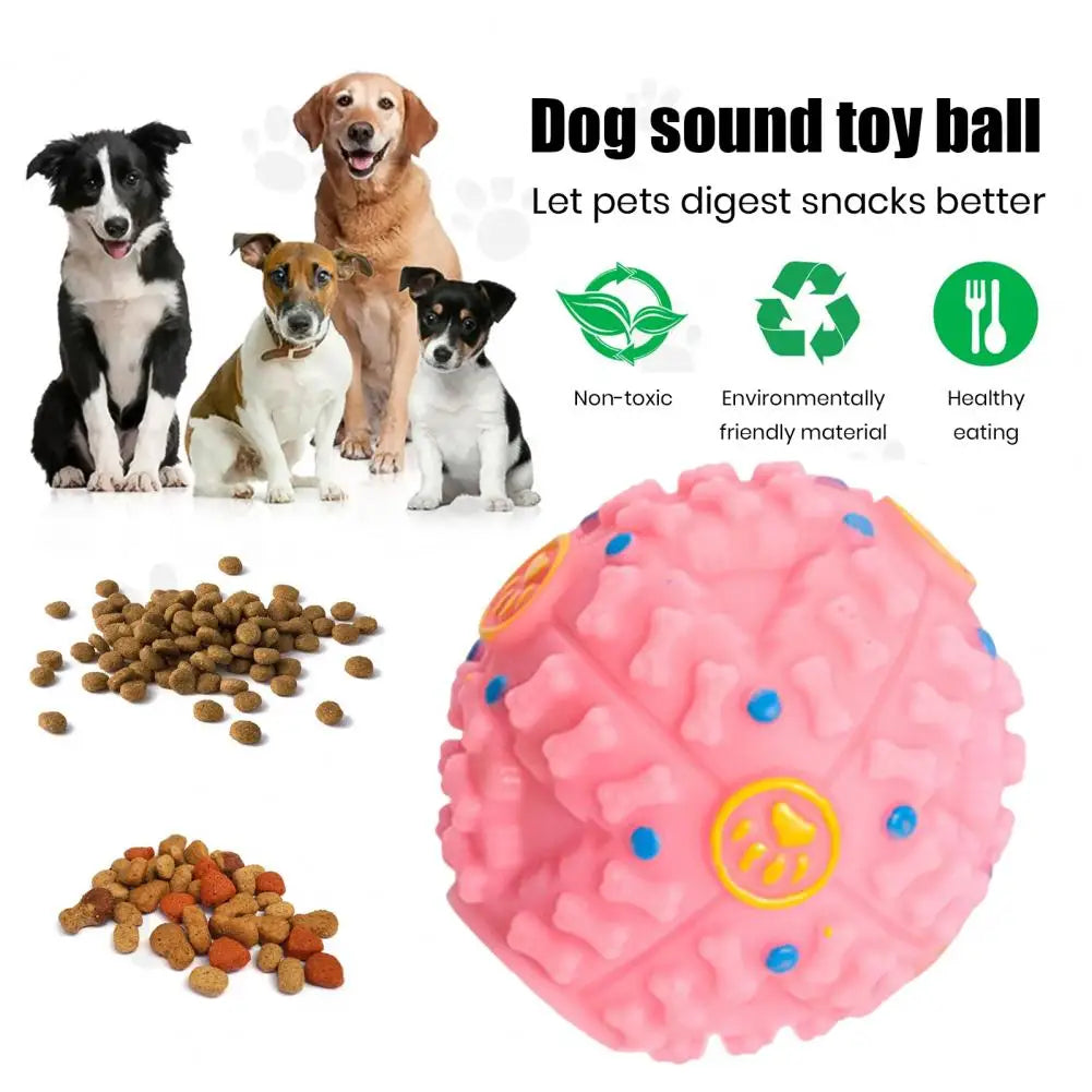 Dog Treat Ball Squeaky Dental Chew Toy Interactive Pet Feeder Toy Dog Chew Ball Food Dispenser Teeth Grinding Dog Toy