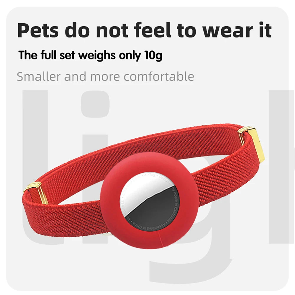 Cute Breakaway Cat Collar Elastic GPS Tracker Kitten Collar with Air Tag Holder Case Adjustable 5-12in Pets Collars for Cats