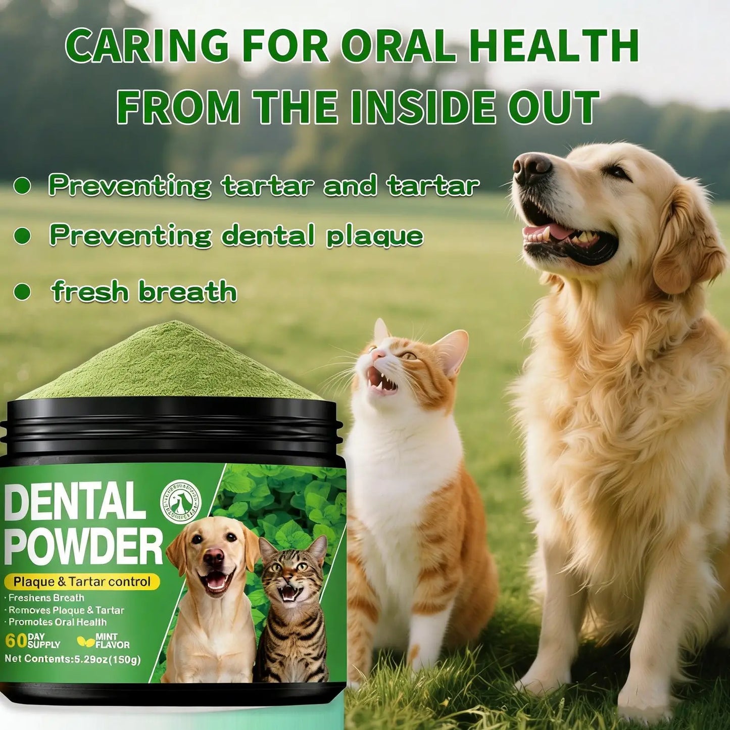150g Dog Tooth Powder Bad Breath Remover Freshener Dog Teeth Care Powder For Puppy Cats Pets Brushing Grooming Bathing Washing