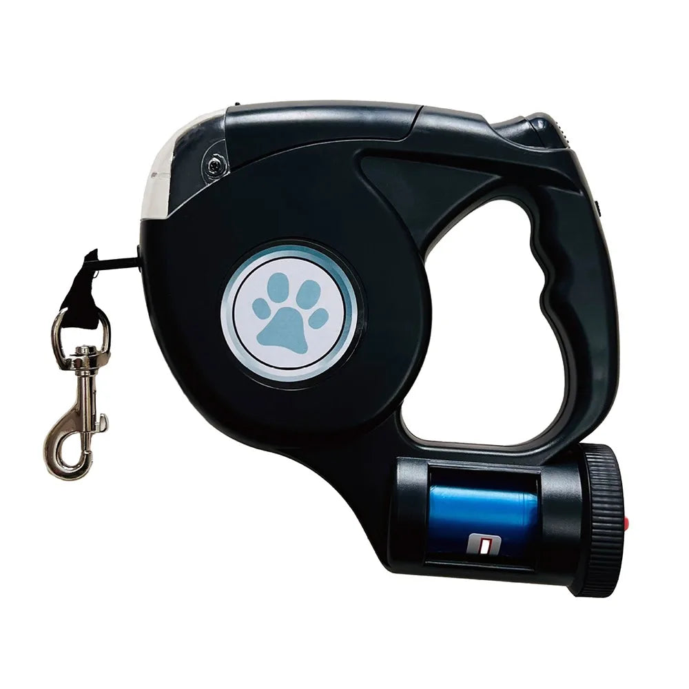 Plastic Automatic Retractable Dog Leash Extendable Adjustable LED Dog Leash With Garbage Bag Anti-Slip Handle Dog Harness Strap