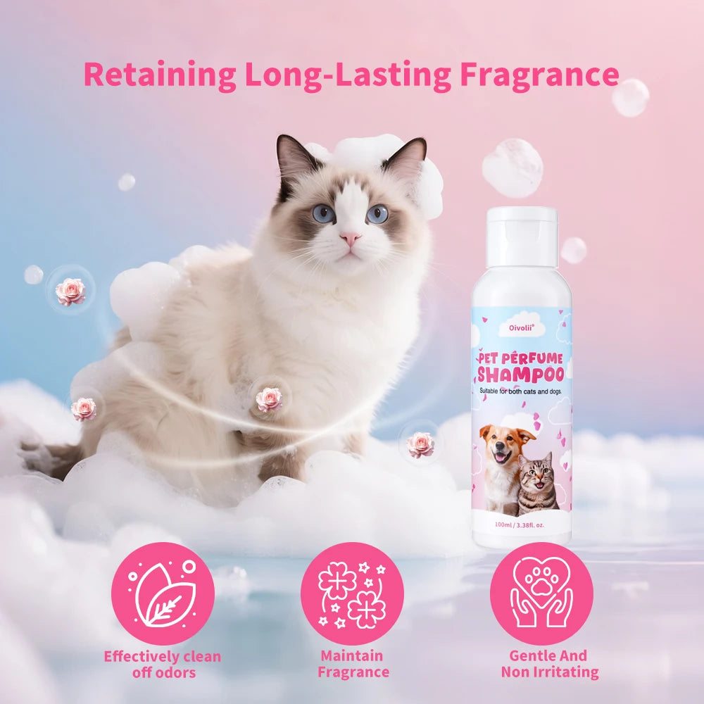 Pet Shower Gel Dog Shampoo Deodorizing Deep Cleansing with Long Lasting Scent, Clean Smooth Shiny Coat, Cat Perfume Bath Body Wa