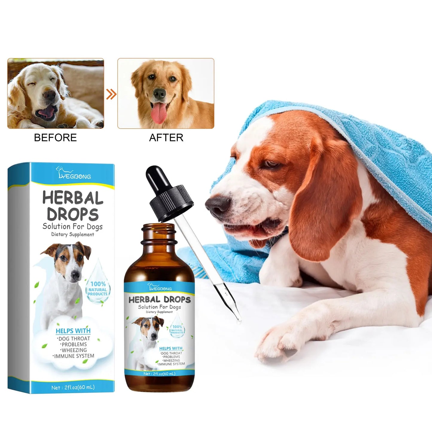 Dog Cough Drop Wet Medicine Sore Throat Soother Sneezing Cough Relief Anti Inflammation Itching Relief Natural Pet Cough Liquid