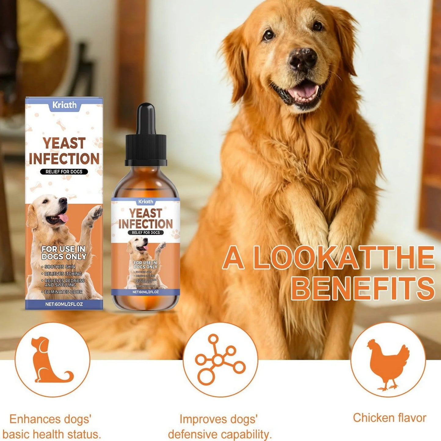 60ml Chicken Flavor Herbal-Drops Natural Care Solution Drops Comfort Support Daily Health Wellness Suitable For Dogs Pets Happy Tails Pet Shop Store