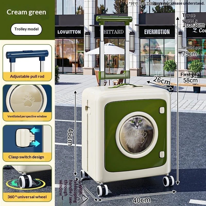 Cochecito para mascotas plegable transpirable para gatos y perros, transportín de viaje con ruedas, ventana de malla grande, portátil, ligero, a prueba de golpes