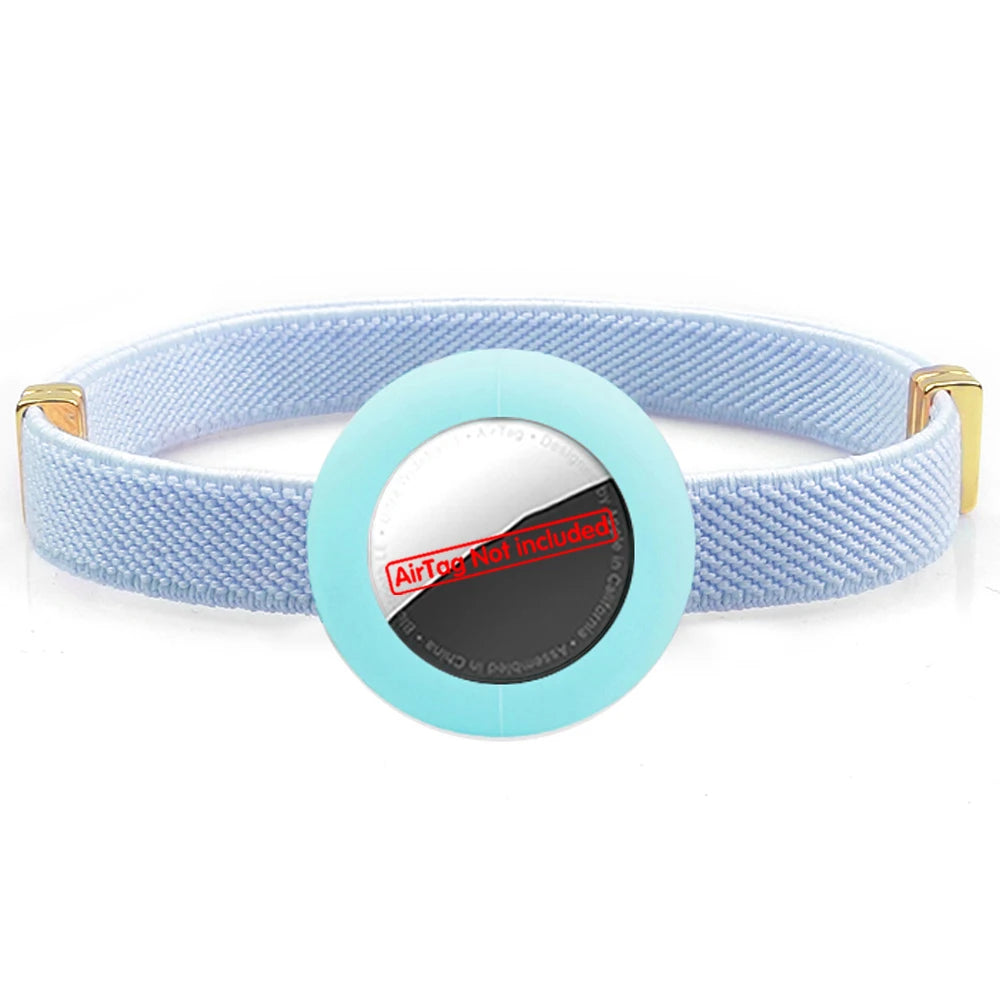 Cute Breakaway Cat Collar Elastic GPS Tracker Kitten Collar with Air Tag Holder Case Adjustable 5-12in Pets Collars for Cats