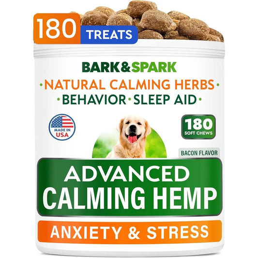 BARK&SPARK d Calming Hemp Treats or Dogs - Hemp Oil + Melatonin - Anxiety Relie - Separation Aid - StrRelie ng ireworks, s, Thun