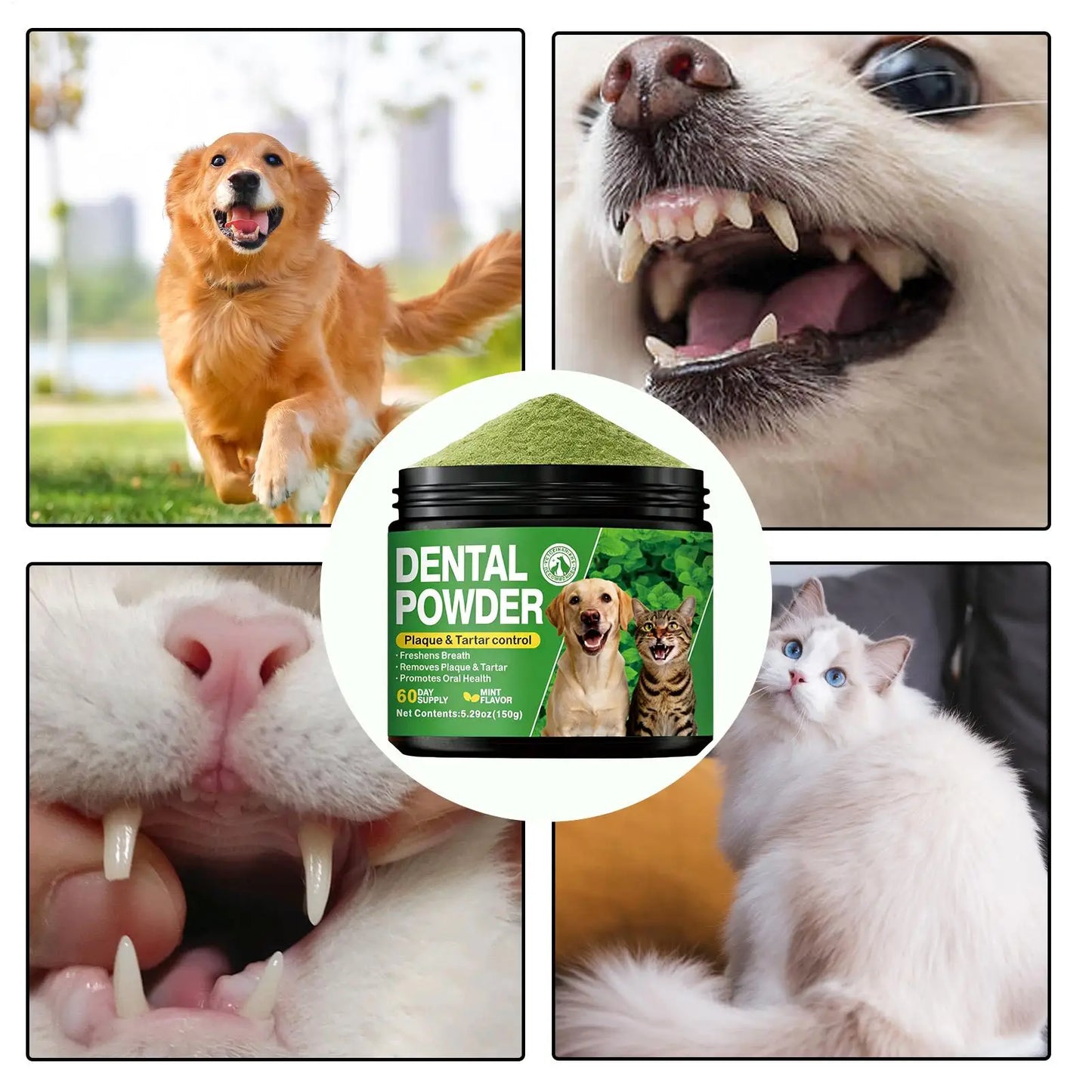 150g Dog Tooth Powder Bad Breath Remover Freshener Dog Teeth Care Powder For Puppy Cats Pets Brushing Grooming Bathing Washing