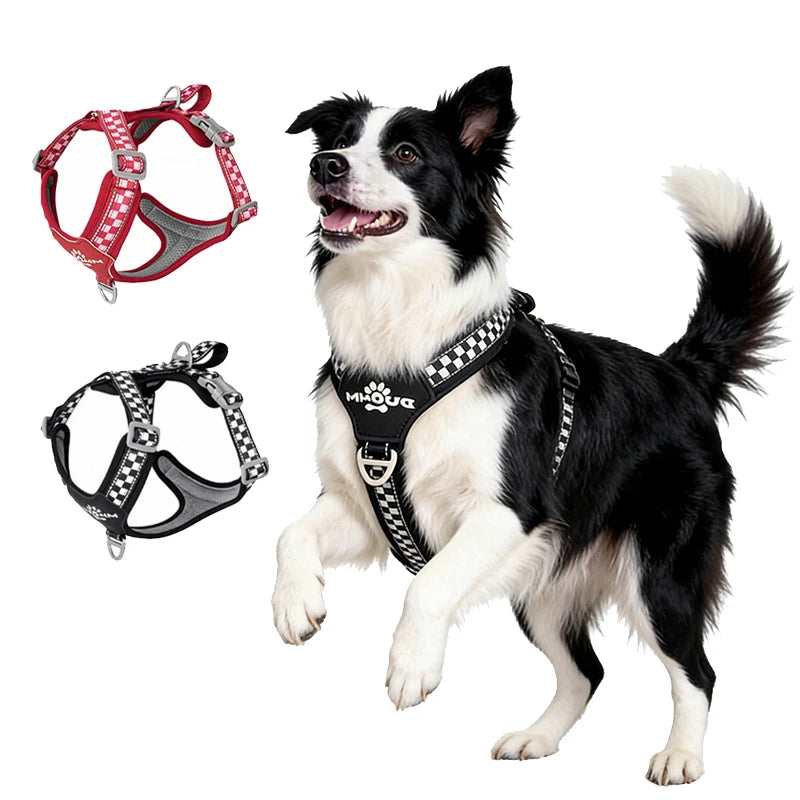 Escape Proof Dog Harness Soft Padded Full Body Pet Harness Reflective Adjustable No Pull Vest with Lift Handle and Leash Clip