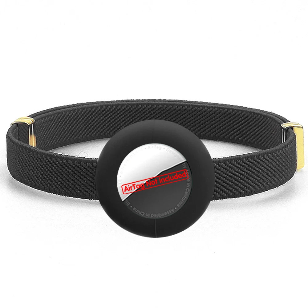 Cute Breakaway Cat Collar Elastic GPS Tracker Kitten Collar with Air Tag Holder Case Adjustable 5-12in Pets Collars for Cats