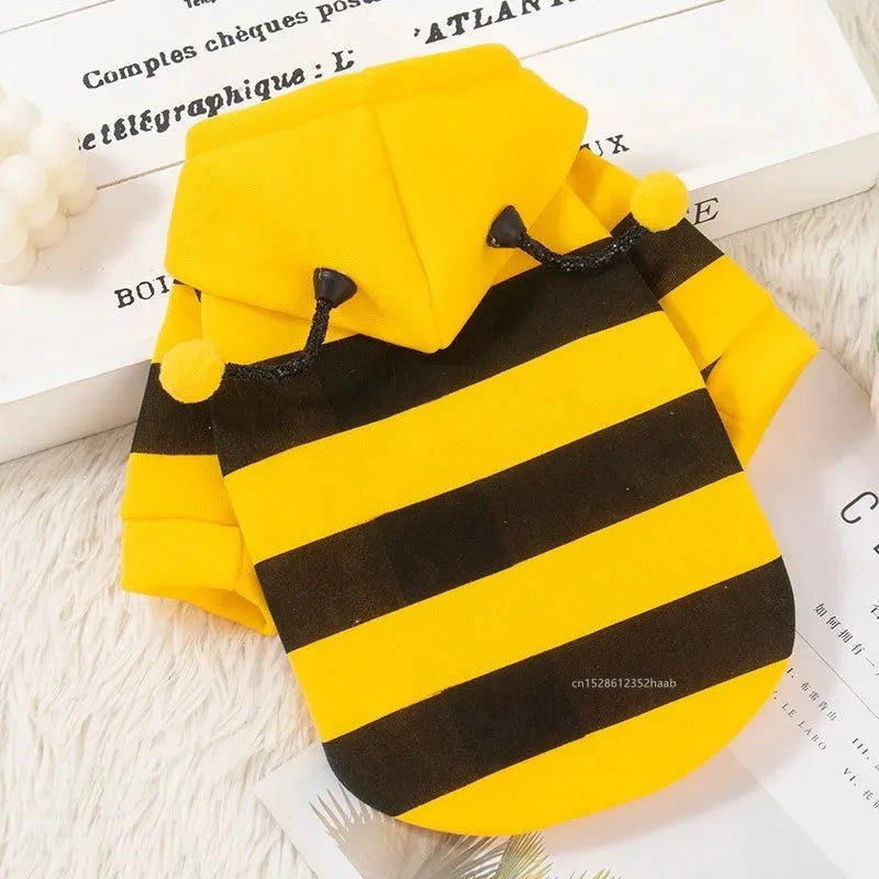 Bee Pet Puppy Coat Apparel Outfit Fleece Clothes Dog Cat Hoodie Sweatshirt Fancy Costume Cosplay Sweater Dog Hoodies