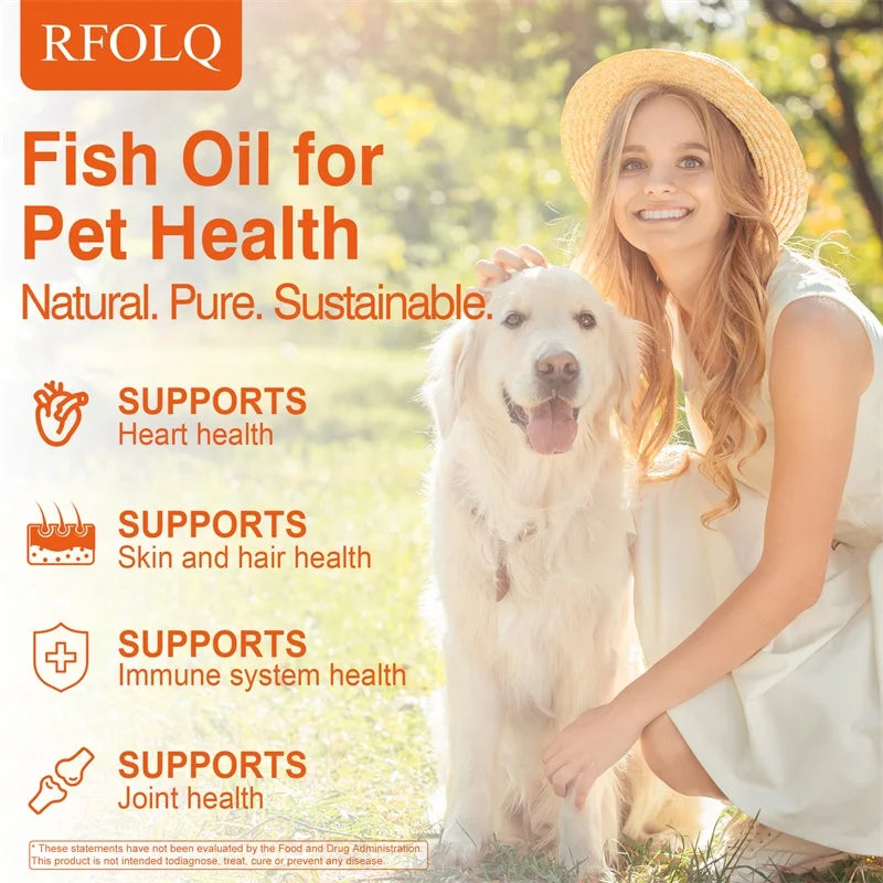 Complément alimentaire oméga-3 pour animaux de compagnie-Huile de poisson pour chiens avec EPA et DHA-Favorise la santé cardiaque, cutanée, du pelage et immunitaire
