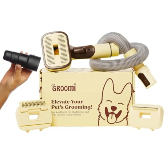 Kit de brosse pour aspirateur pour animaux–Outil de toilettage 3 en 1 pour chiens et chats, brosse autonettoyante pour démêlage et éliminateur de poils d'animaux, fixation universelle pour aspirateur