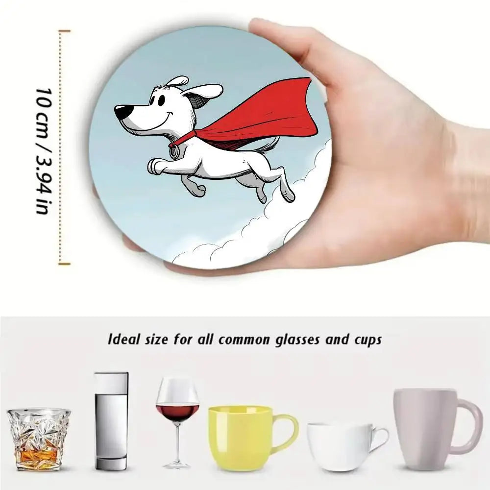Cartoon Funny Colorful Dog Wooden Coaster  Suitable For Restaurants And Coffee Shops Easy To Wash And Clean
