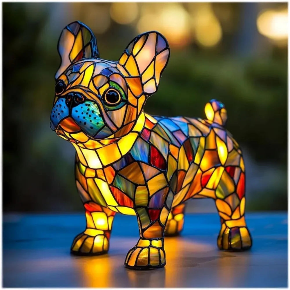 New Dog Series Resin Figurines LED Night Light Artistic Animal Statues Creative Home Decoration Exquisite Tabletop Ornaments Happy Tails Pet Shop