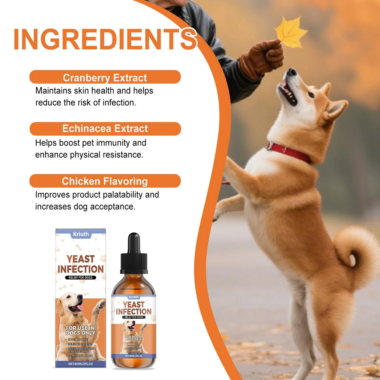 60ml Chicken Flavor Herbal-Drops Natural Care Solution Drops Comfort Support Daily Health Wellness Suitable For Dogs Pets Happy Tails Pet Shop Store
