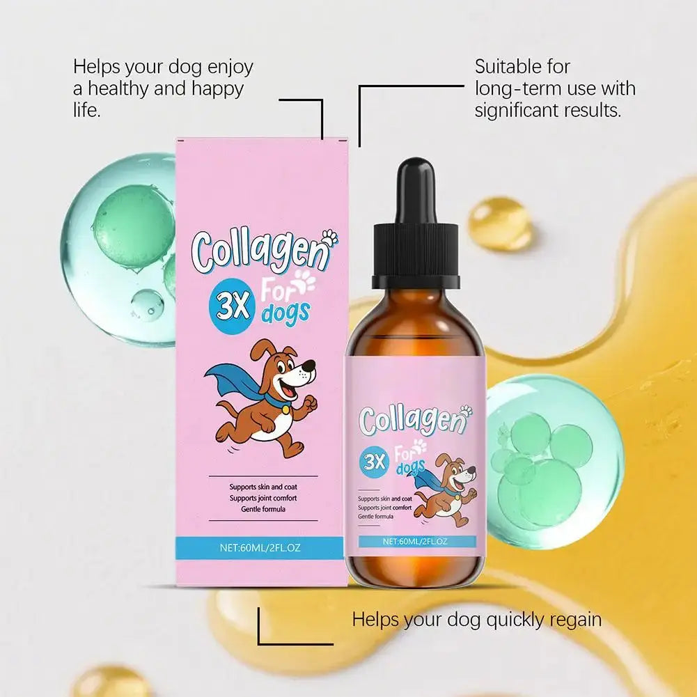 60ml Winter Dog Hair Care Product Liquid Collagen For Repair Intestines And Improve Health Of The Digestive System For Pet Happy Tails Pet Shop Store