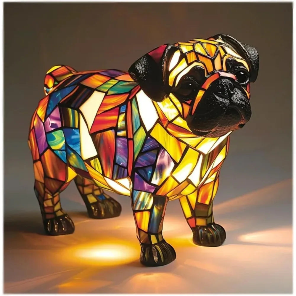 New Dog Series Resin Figurines LED Night Light Artistic Animal Statues Creative Home Decoration Exquisite Tabletop Ornaments Happy Tails Pet Shop