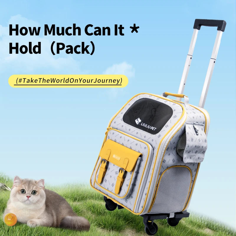 Transportín expandible prémium con ruedas, diseño rodante de dos lados para perros y gatos, función telescópica para un viaje cómodo