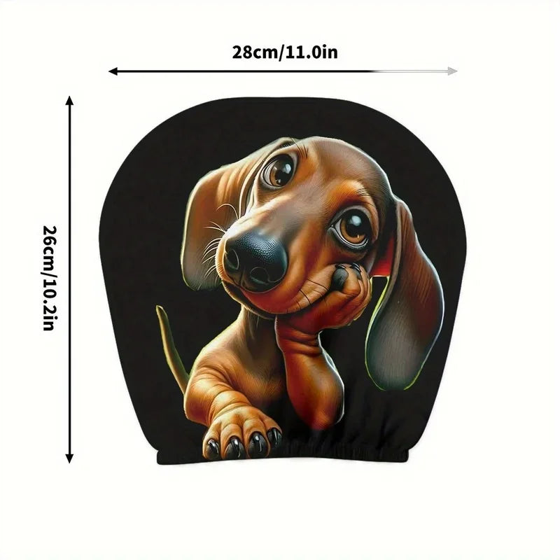 2PCS Cute Dachshund Dog Car Headrest Covers, Stain & Oil Resistant Elastic Protector, Comfortable Universal Fit for All Cars