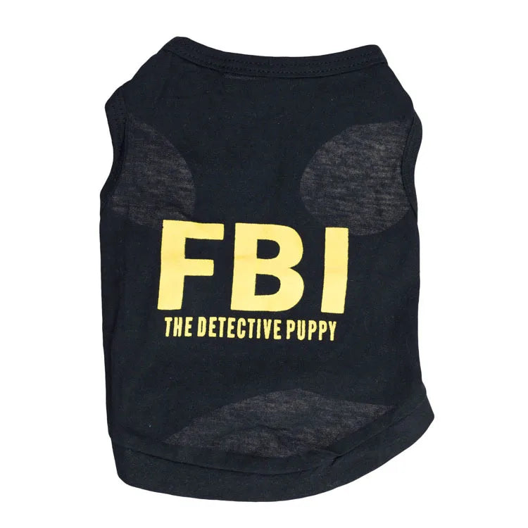 Ropa de verano para perros transpirable de algodón con estampado de letras camuflaje FBI, chaleco tipo camiseta para perros pequeños XS-L, chalecos de policía para cachorros