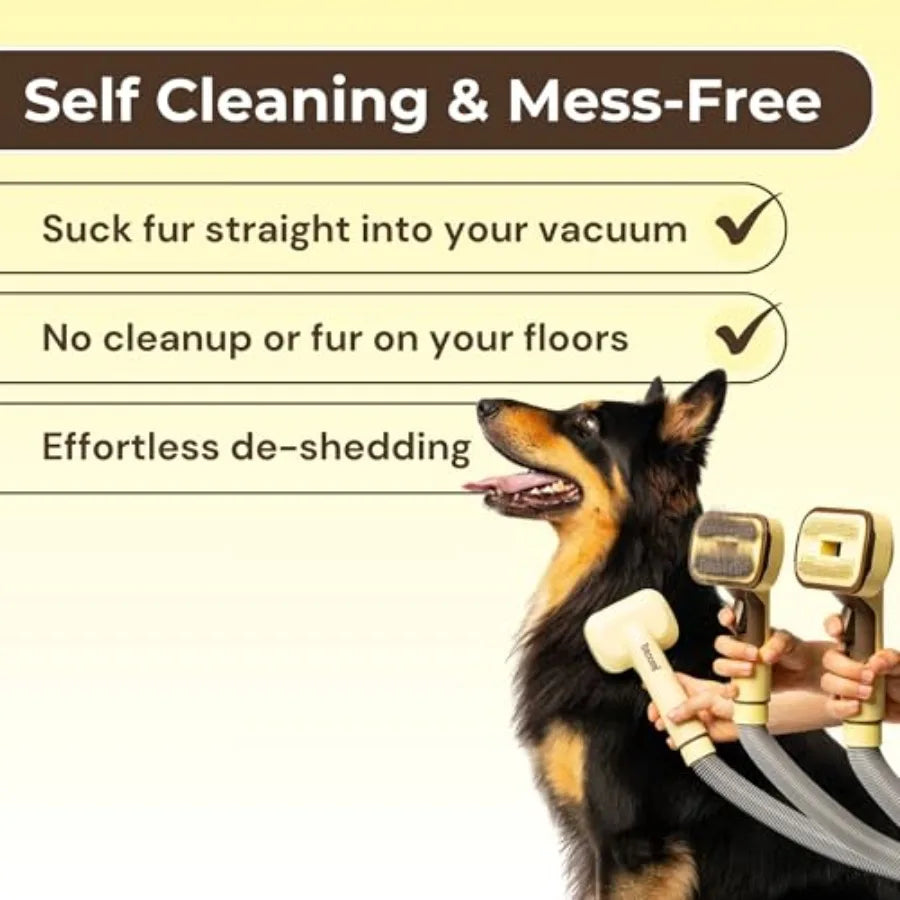 Vacuum Pet Brush Kit – 3‑in‑1 Dog & Cat Grooming Tool, Self‑Cleaning Deshedding Brush & Pet Hair Remover, Universal Vacuum Attac
