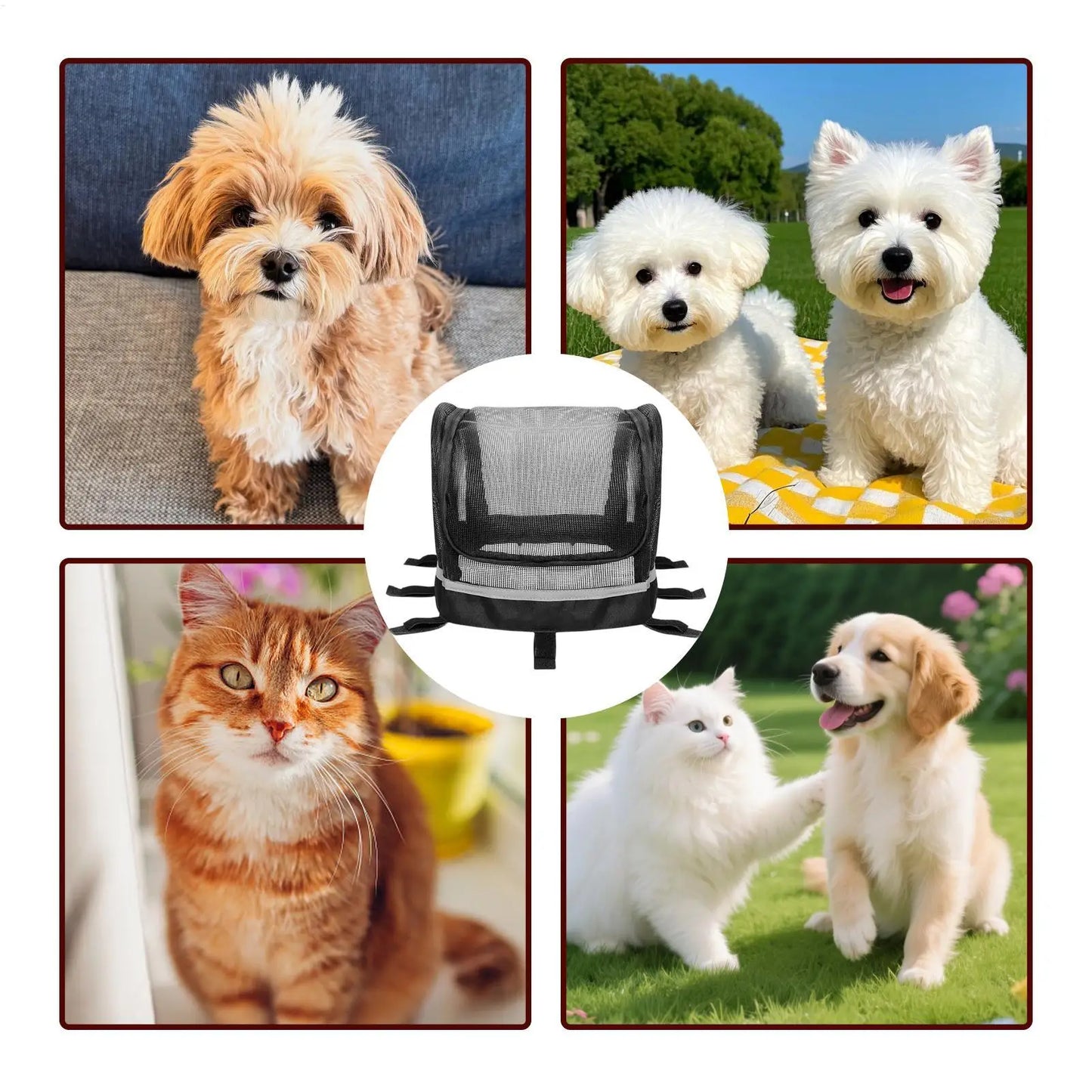 Bike Dog Basket Pet Bicycle Handlebar Carrier with Window Reinforced Pet Bicycle Basket For Daily Outdoor Pet Travel