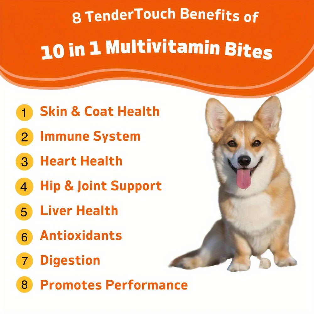 360 Chews - 3 Pack (3 x 180g/6.35oz) 540g/19.1oz - TenderTouch Multivitamin Dog Supplement, Digestive Enzymes, Grain Free Dog Happy Tails Pet Shop Store