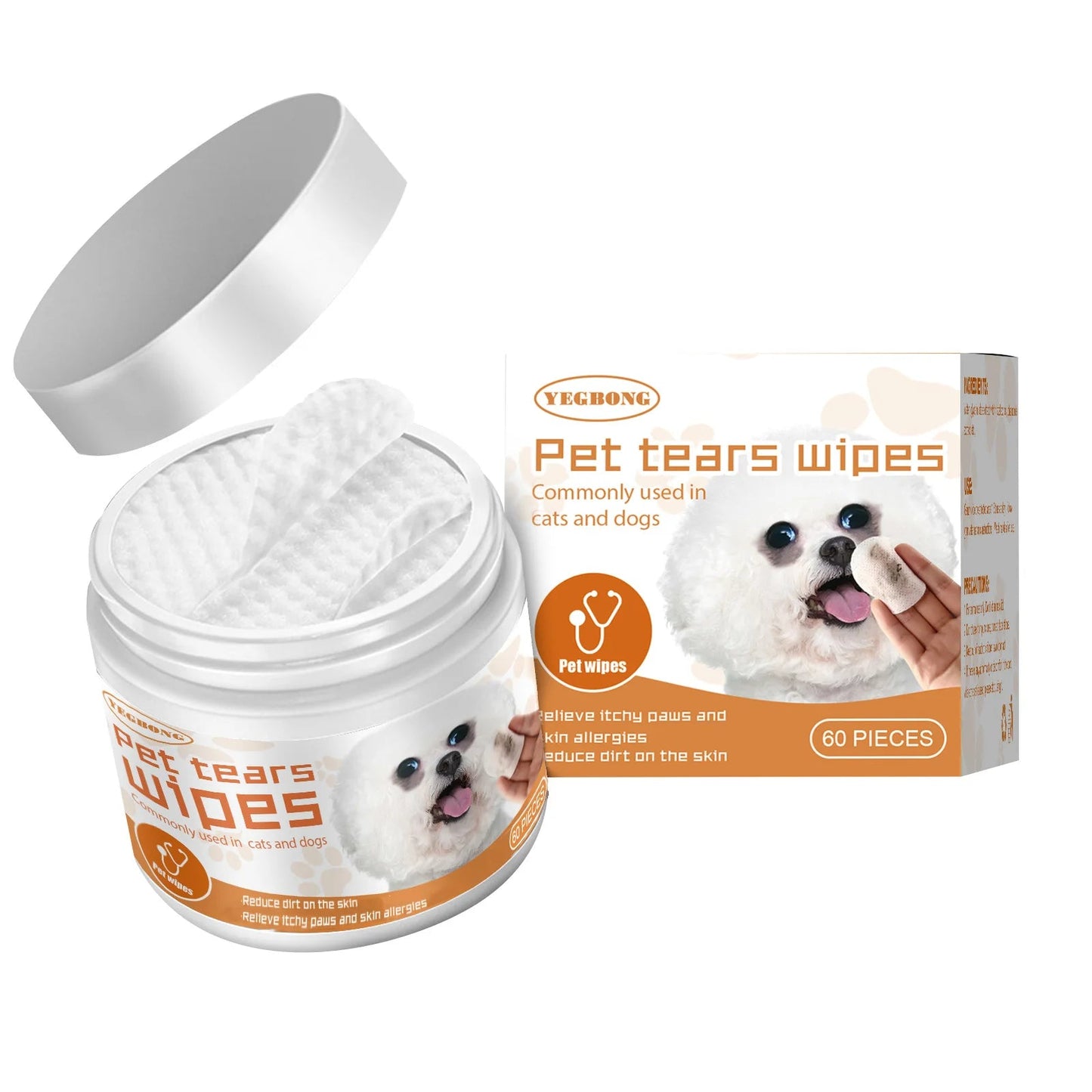 Cat Eye Wet Wipes Tear Stain Gentle Cleaning Eye Dirt Odor Removal Itching Irritation Relief Eye Grooming Pet Portable Wet Towel Happy Tails Pet Shop Store